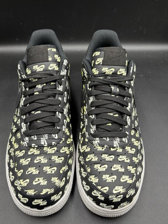 Size 9.5- Nike Air Force 1 \'07 QS Low All Over Logo Black main image 9